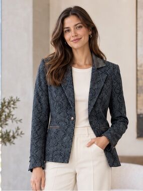 SW3 BESPOKE Jacquard Single Breasted 1 Button Blazer Size M
